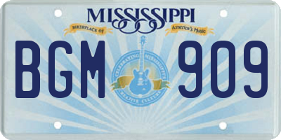 MS license plate BGM909