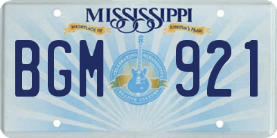 MS license plate BGM921