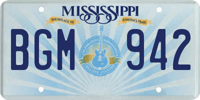 MS license plate BGM942