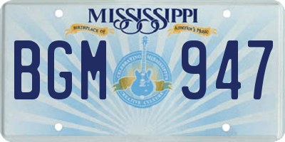 MS license plate BGM947