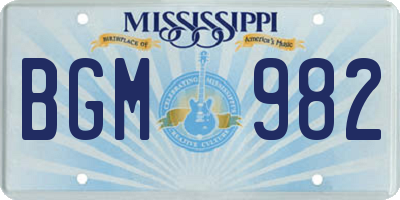 MS license plate BGM982