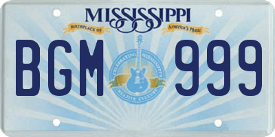 MS license plate BGM999