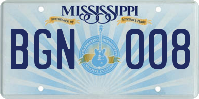 MS license plate BGN008