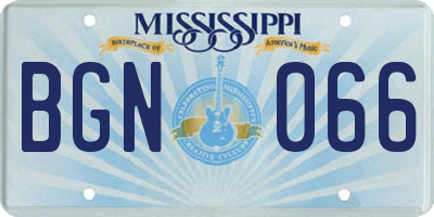 MS license plate BGN066