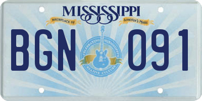 MS license plate BGN091