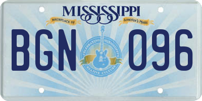 MS license plate BGN096