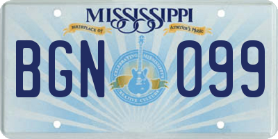 MS license plate BGN099