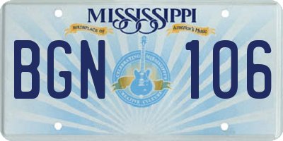 MS license plate BGN106