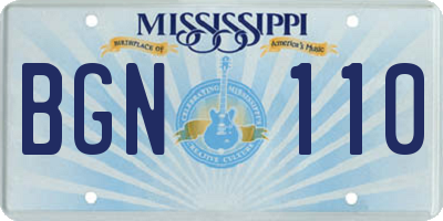 MS license plate BGN110