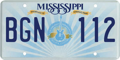 MS license plate BGN112