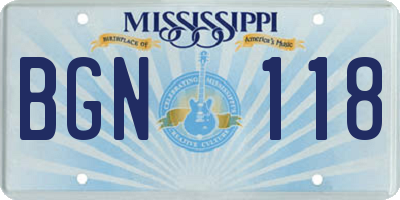MS license plate BGN118