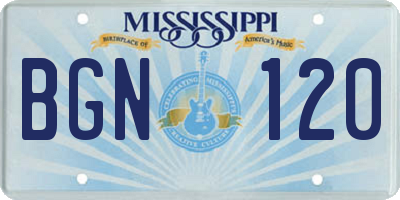MS license plate BGN120