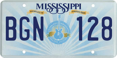 MS license plate BGN128