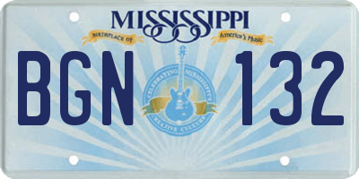 MS license plate BGN132