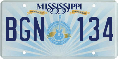 MS license plate BGN134