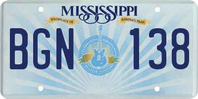 MS license plate BGN138
