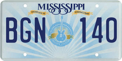 MS license plate BGN140