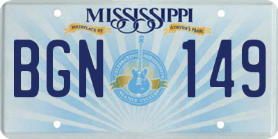 MS license plate BGN149