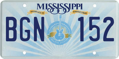 MS license plate BGN152