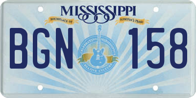 MS license plate BGN158
