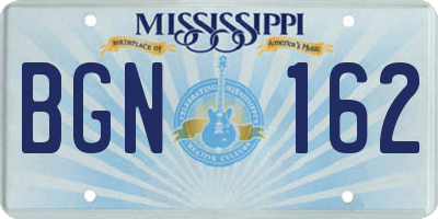 MS license plate BGN162