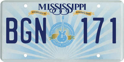 MS license plate BGN171