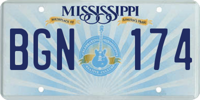 MS license plate BGN174