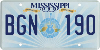 MS license plate BGN190