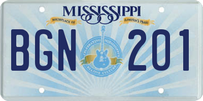 MS license plate BGN201