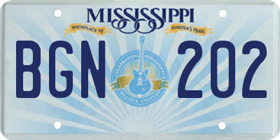 MS license plate BGN202
