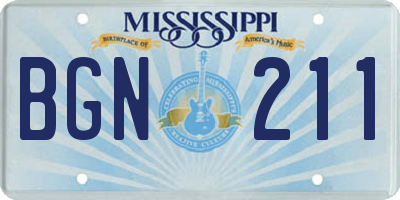 MS license plate BGN211