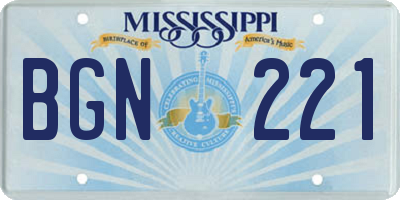 MS license plate BGN221