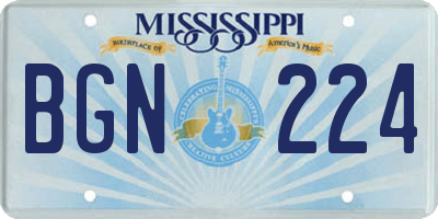 MS license plate BGN224