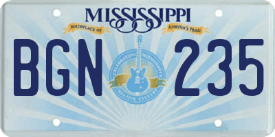 MS license plate BGN235