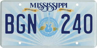 MS license plate BGN240