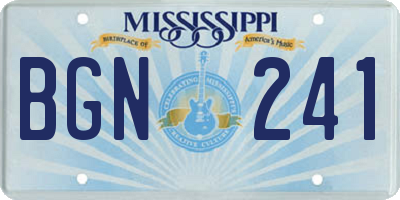 MS license plate BGN241