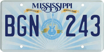 MS license plate BGN243
