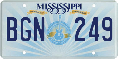 MS license plate BGN249