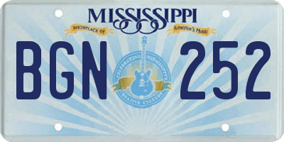 MS license plate BGN252