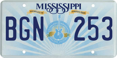 MS license plate BGN253