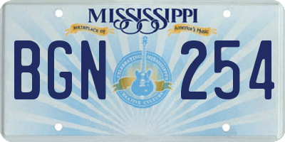 MS license plate BGN254