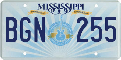 MS license plate BGN255