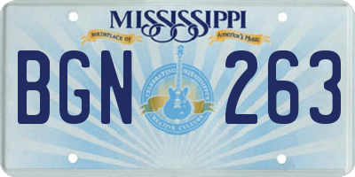 MS license plate BGN263