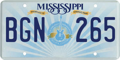 MS license plate BGN265