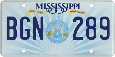 MS license plate BGN289