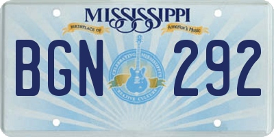 MS license plate BGN292