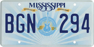 MS license plate BGN294