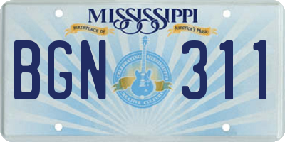 MS license plate BGN311