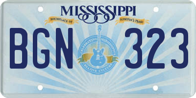 MS license plate BGN323