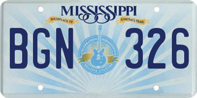 MS license plate BGN326